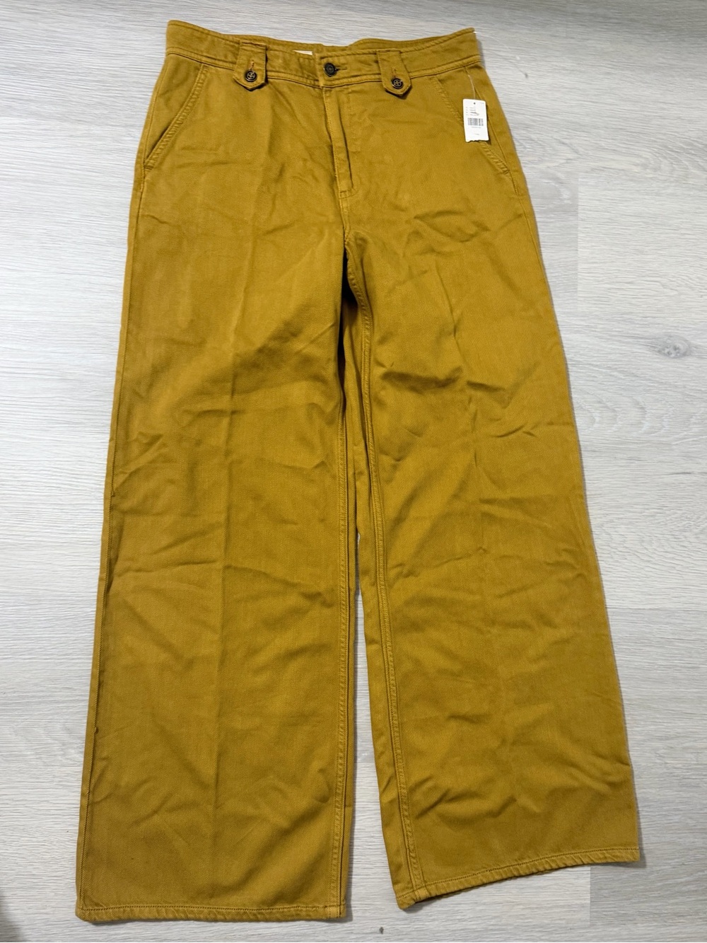 Pilcro Anthropologie Wide-Leg Chinos in Mustard Brown